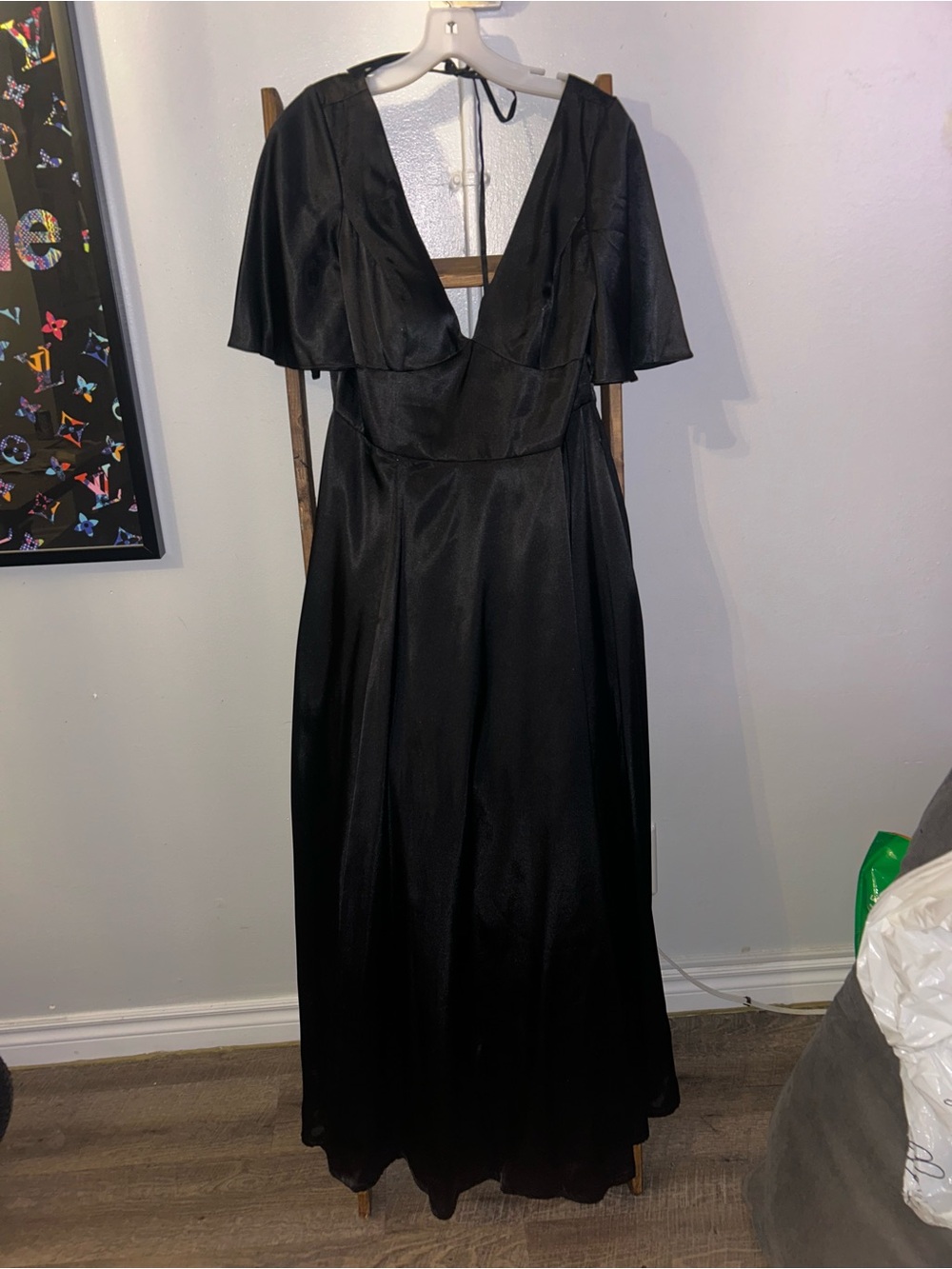Signature Black Flutter Sleeve Maxi Dress